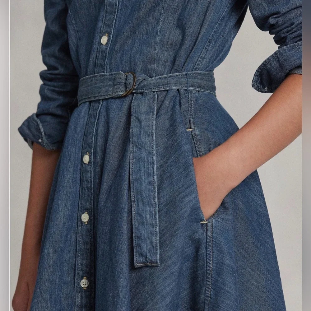 Ralph Lauren Blue Denim Shirt Dress - Picture 3 of 4